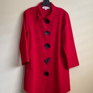 Caroline Rose Red Tunic Jacket with Black Buttons